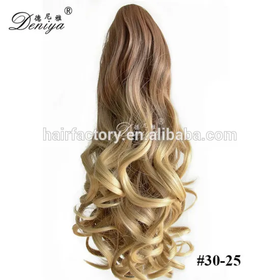 Ombre color direct factory price top quality synthetic ponytail with claw