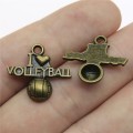 WYSIWYG 10pcs 21x20mm I Love Volleyball Ball Pendant I Heart Volleyball Ball Charm I Love Volleyball Pendant