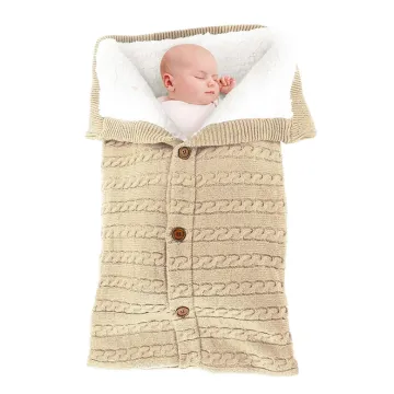 Winter baby knitted blanket wrap newborn swaddle blanket baby bag for sleep