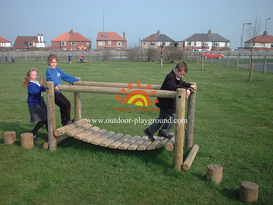 wooden holder balance bridge park