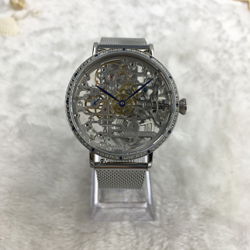 Orologio meccanico trasparente trasparente dell'acciaio inossidabile del movimento cinese di vendita