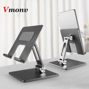 Vmonv Aluminum Foldable Desk Tablet Phone Stand Holder Mount for IPAD Air Pro 12.9 10.5 4 to 14 Inch Smartphone Tablet PC Stand