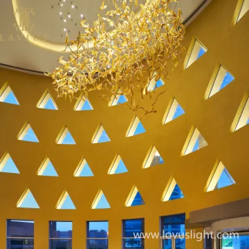 Golden yellow high luxury hotel chandelier custom chandelier for hall hotel
