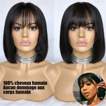 Short Cut Cheap Bob Wig Remy Human Hair Wigs With Bangs Brazilian Short Pixie Cut vendo machine Made Wig