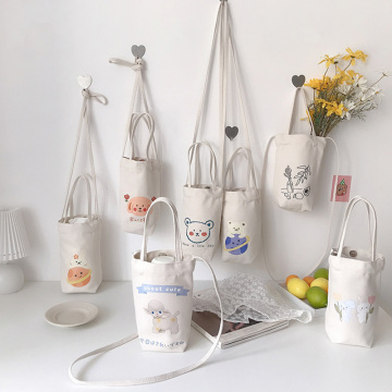 Cartoon coffee cup holder canvas bag printing logo