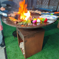 Outdoor rust corten steel grill barbecue grill