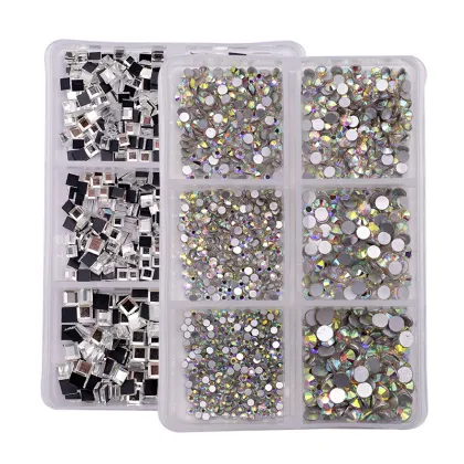 Qianya Wholesale 6 Grid Nail Rhinestones Kit
