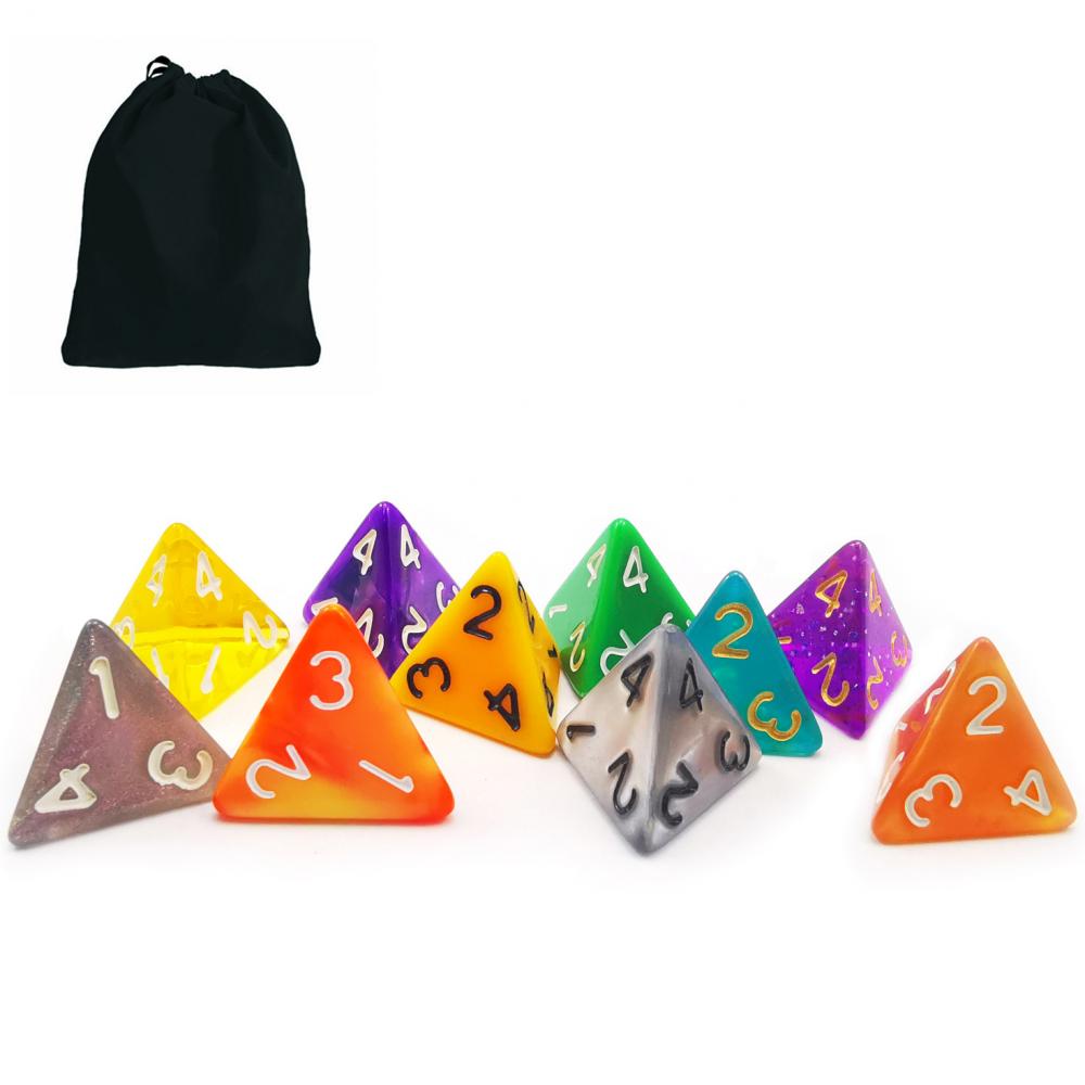 10pcs Multi Colored Pack Of D4 Dice