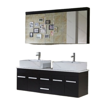 Tocador de baño superior de doble lavabo de tamaño grande con espejo - 1500 mm