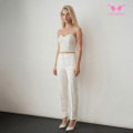 Gepunktete Hose mit hoher Taille und kurzem Schnitt