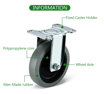 Swivel Industrial Castor Steel Grey Solid Rubber Castor for Material Handling Trolley