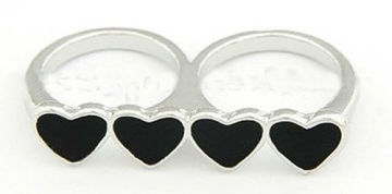 Cincin ganda jantung cincin cincin perak untuk wanita