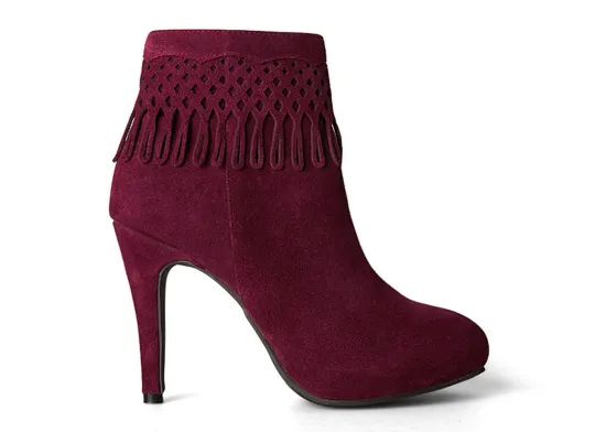 Elegant High Heel Pump Shoes For Women , Red Leather Autumn Us 6-9.5