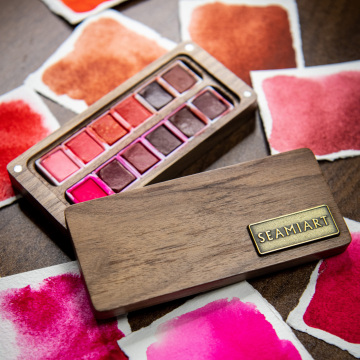 Rose Palette Artist Solid Watercolor Walnut Box Set