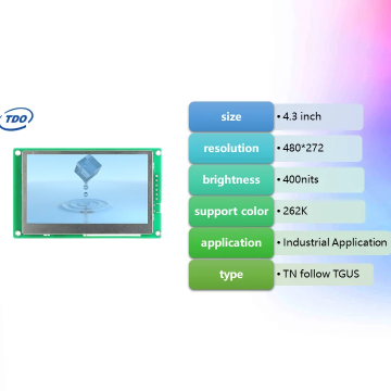 TDO 4.3 Inch UART Serial TFT LCD Display Module with RS485/RS232/TTL Interfaces - TGUS Protocol Compatible