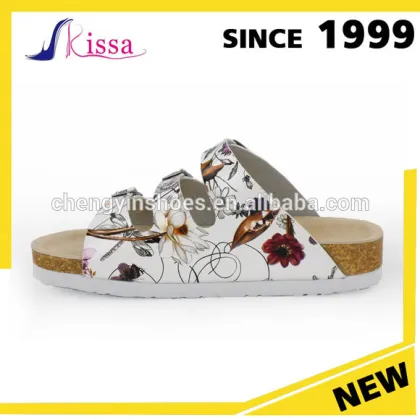 Hot Selling Comfortable Classical Soft Cork Durable Buckle Slippers Women with Beautiful Picture