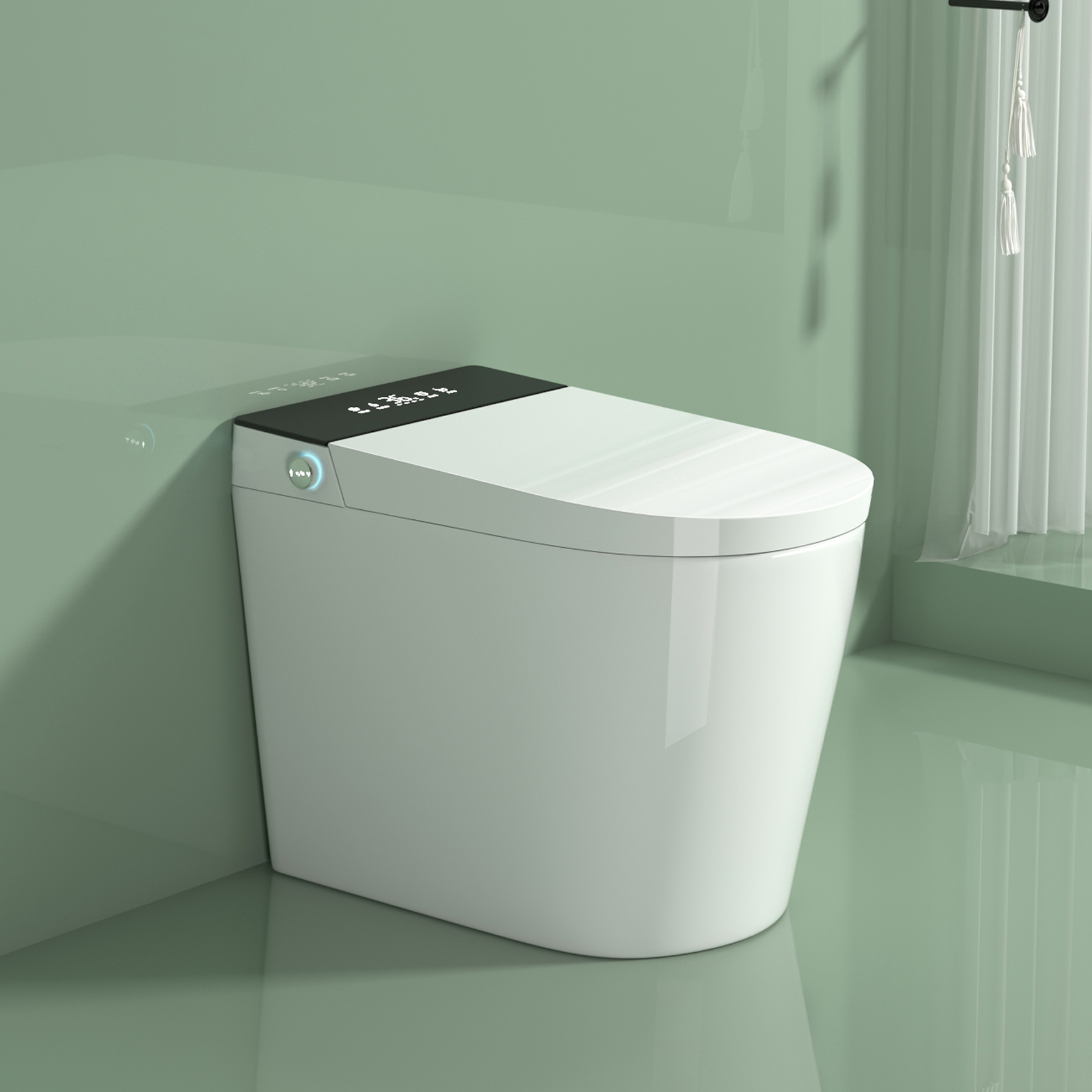 Modern White Ceramic Automatic Floor-mounted Smart Toilet With Easy ...