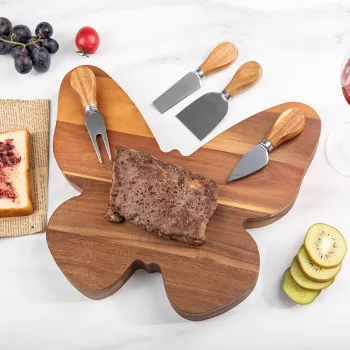 Acacia Wood Cheese Board Set with Cutting Board, Drawer Cheese Platter, and Knife Set: Perfect for Serving and Gourmet Delights