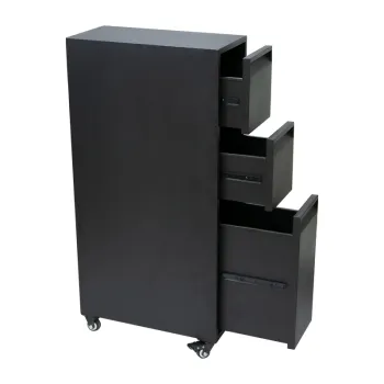 Classic Veneer Chest Drawer Storage Box with Iron Frame in Black for Kitchen and Things