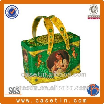 custom printed gift tin box with handle