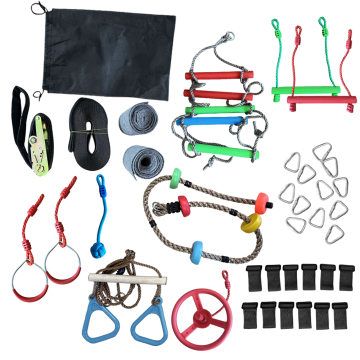 High-Quality Backyard Ninja Warrior Obstacle Course Toy Swings & Slackline Kit for Kids Fitness