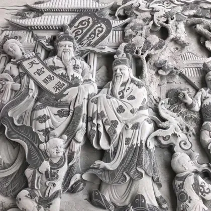 Ancient Stone Carving Murals God of Wealth Arrived
