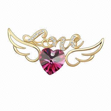Swarovski crystal brooch, OEM orders are welcome, nickel- and lead-free
