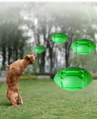 Dog Rugby Chew Toy - Tough Teeth Grinding Ball