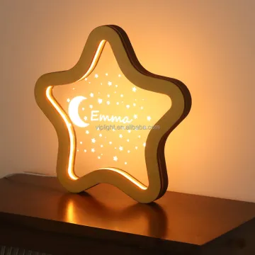 Five-Pointed Star Wooden Night Light - LED Bedroom Decoration Lamp