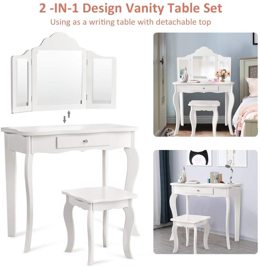 Kids Wooden Vanity Table Set 5 Jpg