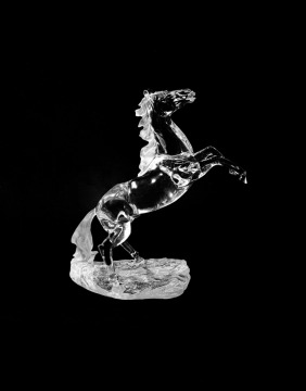 Frosted Mane Transparent Crystal Horse Sculpture