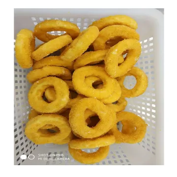 top quality crumbed breaded squid rings,high quality giant squid breaded rings
