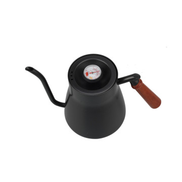 Hand Drip Kettle With Thermometer and Wooden Handle
