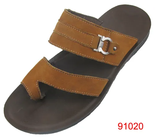 buckle style factory nubuck leather men slippers
