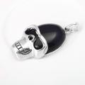 Black Onyx Semi Precious stone Skull Alloy Pendant