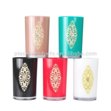 Double wall reusable plastic bath tumbler with piece iron