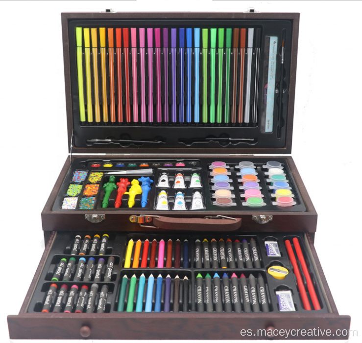 130pcs Dibujo de caja de madera Set para estudiantes