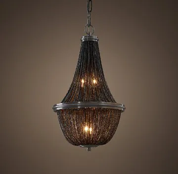 New 19th Century French Empire Chainmail Chandelier in Bronze