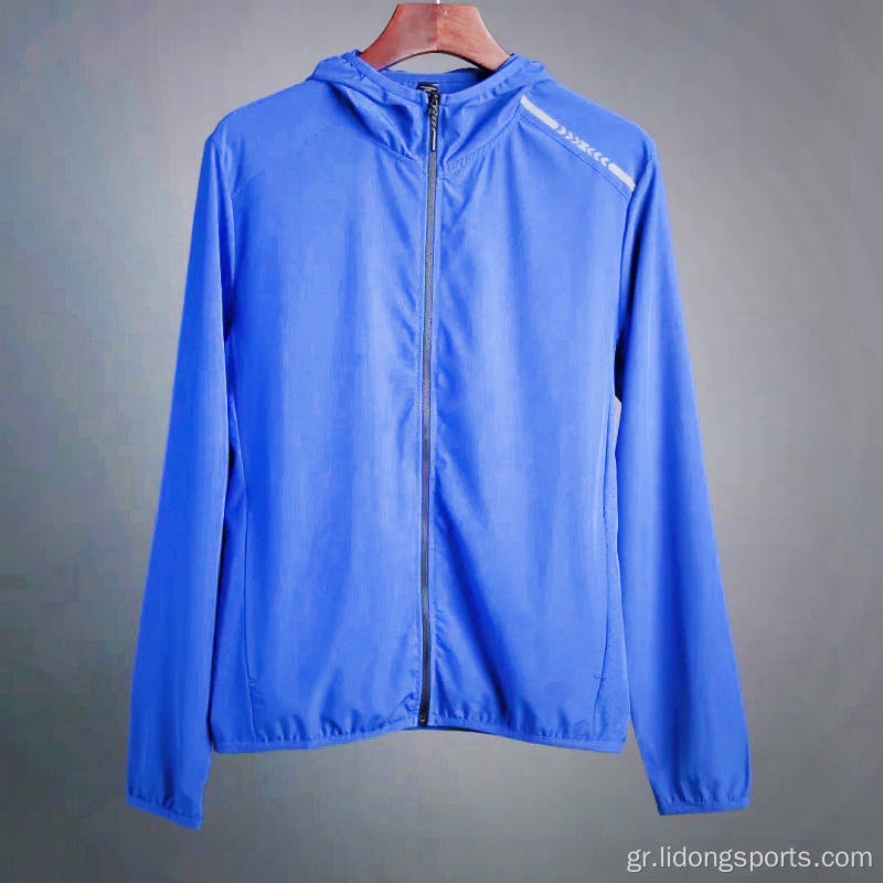 Λεπτό φερμουάρ πολυεστέρα Αθλητισμού Windbreaker Jacket