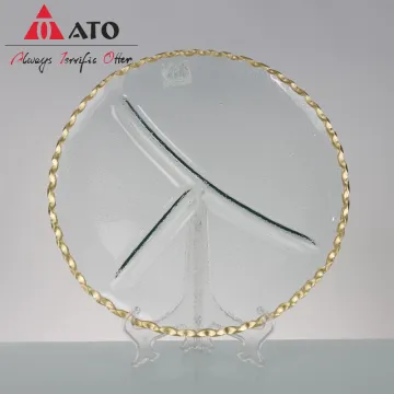 Round plate Gold Rim fruit cake plate