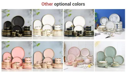 custom nordic green black pink white tableware