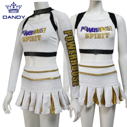 Uniforme de torcida de strass para competição de dança do ensino médio