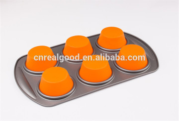 Hot sell High quality carbon steel edge silicone cupcake pan