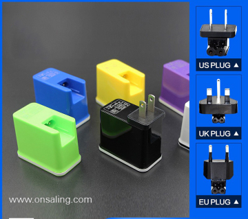 5V/2.1A 2 USB EU/US/UK ports wall charger home charger