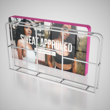 Stand in alluminio personalizzabile a parete 3D con cuscino sostituibile e banner sta per sfondo