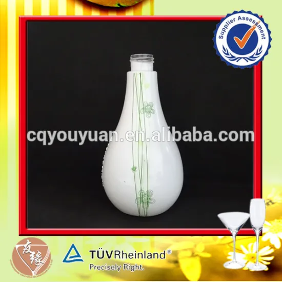 white color green flower gourd shape hand soap glass bottle 300ml
