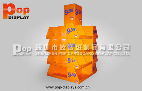 Four Side Orange Cardboard Pallet Display , Eye Catching Shipper Paper Display Case