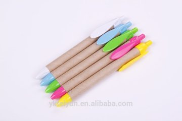 Colorful leaf pen clip recycle pen paper tube pen advertising pen