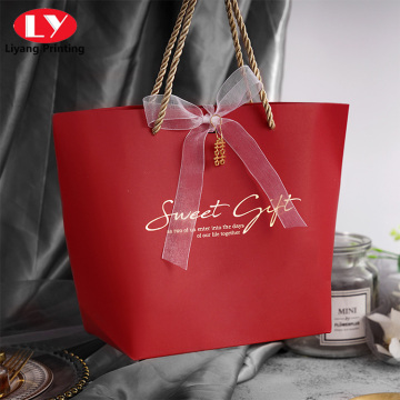 Luxury Magenta/Red Wedding Gift Bag With Ribbon