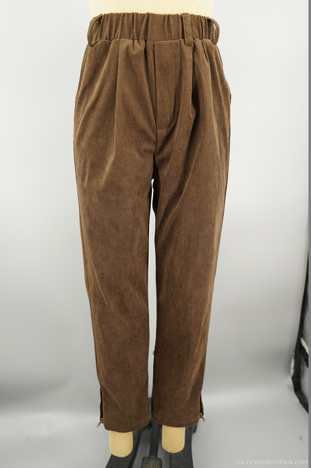 Dámský nový hnědý fleece Corduroy 16W rovný kalhoty